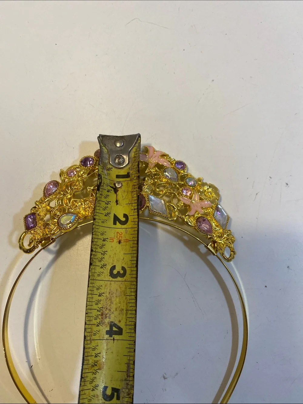 Disney Rapunzel Tiara Gold Headband with Pink and Purple Crystal Accents